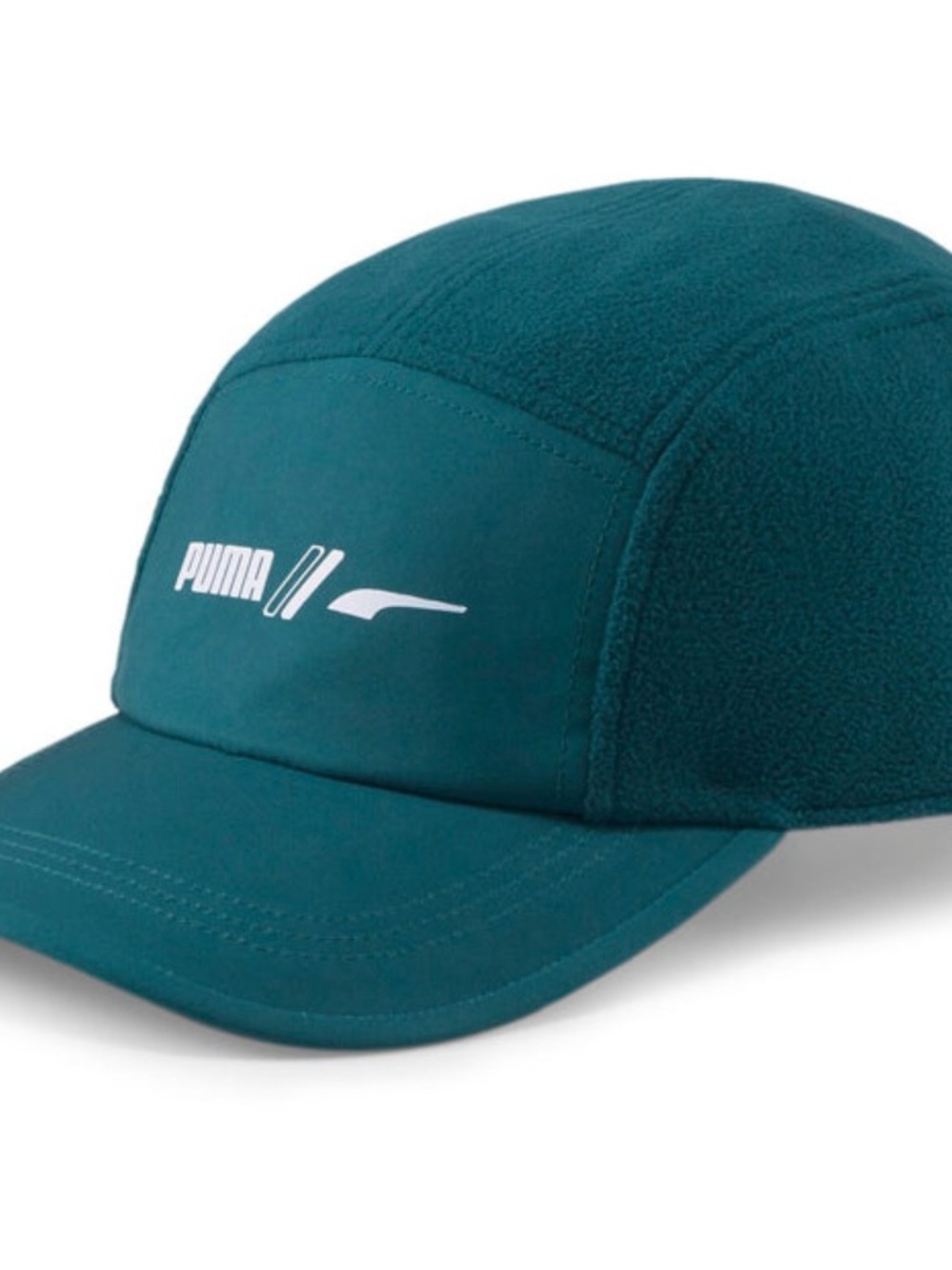 PUMA Fleece Five-Panel Hat in Varsity Green 🌲🧢 with white logo